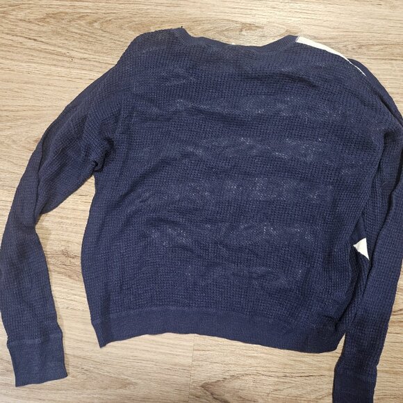 SO Junior Women's Navy Blue with White Stripes Sweater - Picture 2 of 3